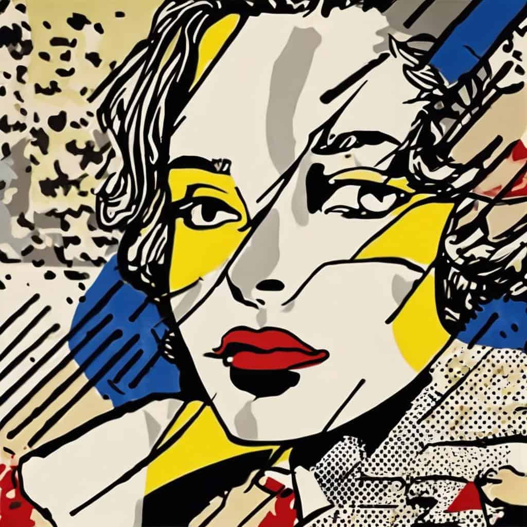 Σύγχρονη και κλασική τέχνη σε ποπ-art στυλ με έντονα χρώματα και γραμμική έκφραση, αναδεικνύοντας τις διαφορετικές τάσεις στην τέχνη.